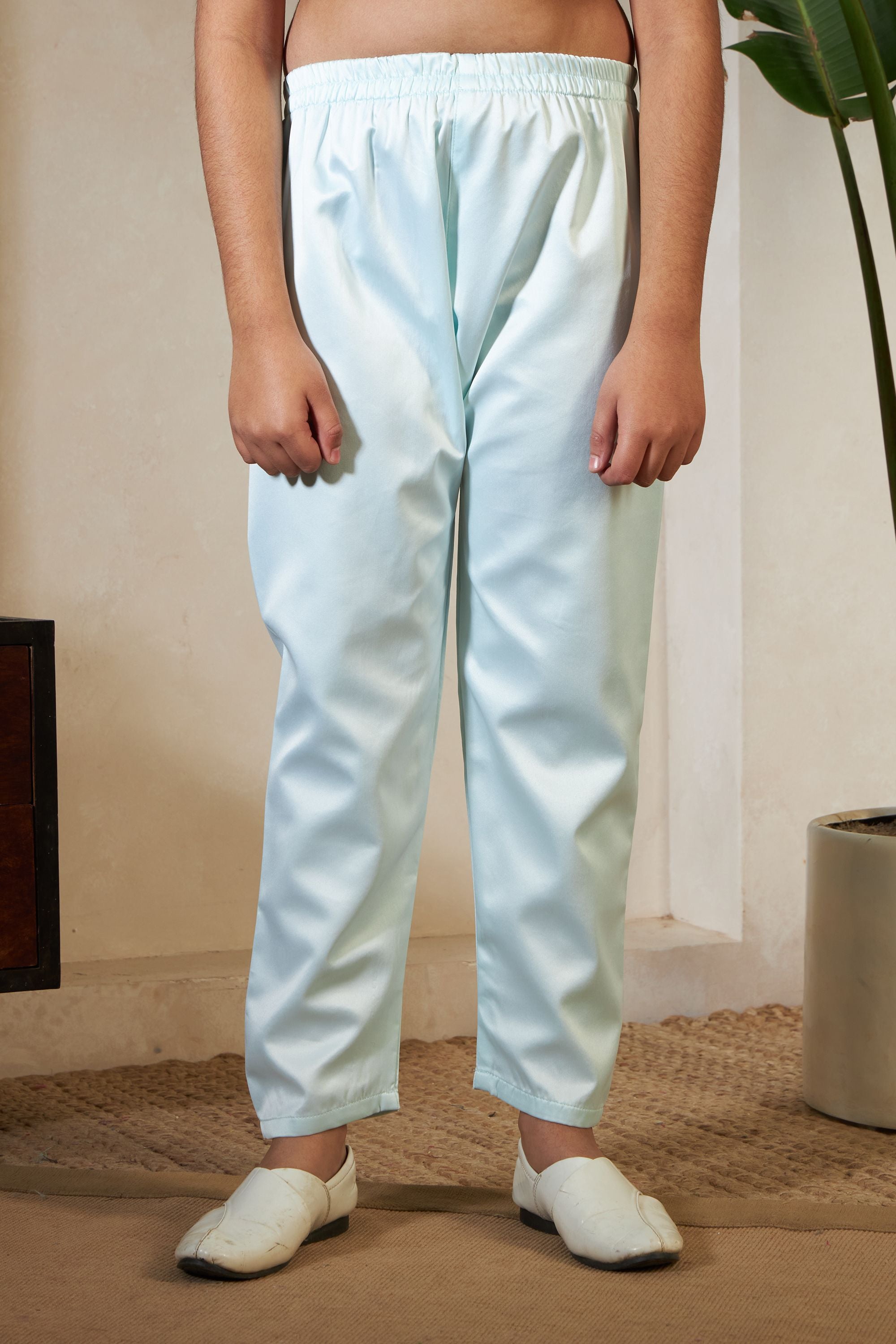 Pista Pure Satin Silk Kids Boy Kurta Pajama With Koti Jacket 