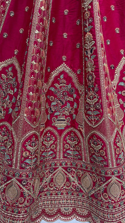 Red Pure Soft Gadhwal Silk Premium Bridal Lehenga Choli Wedding Lehenga Choli Anant Tex Exports Pvt.Ltd..