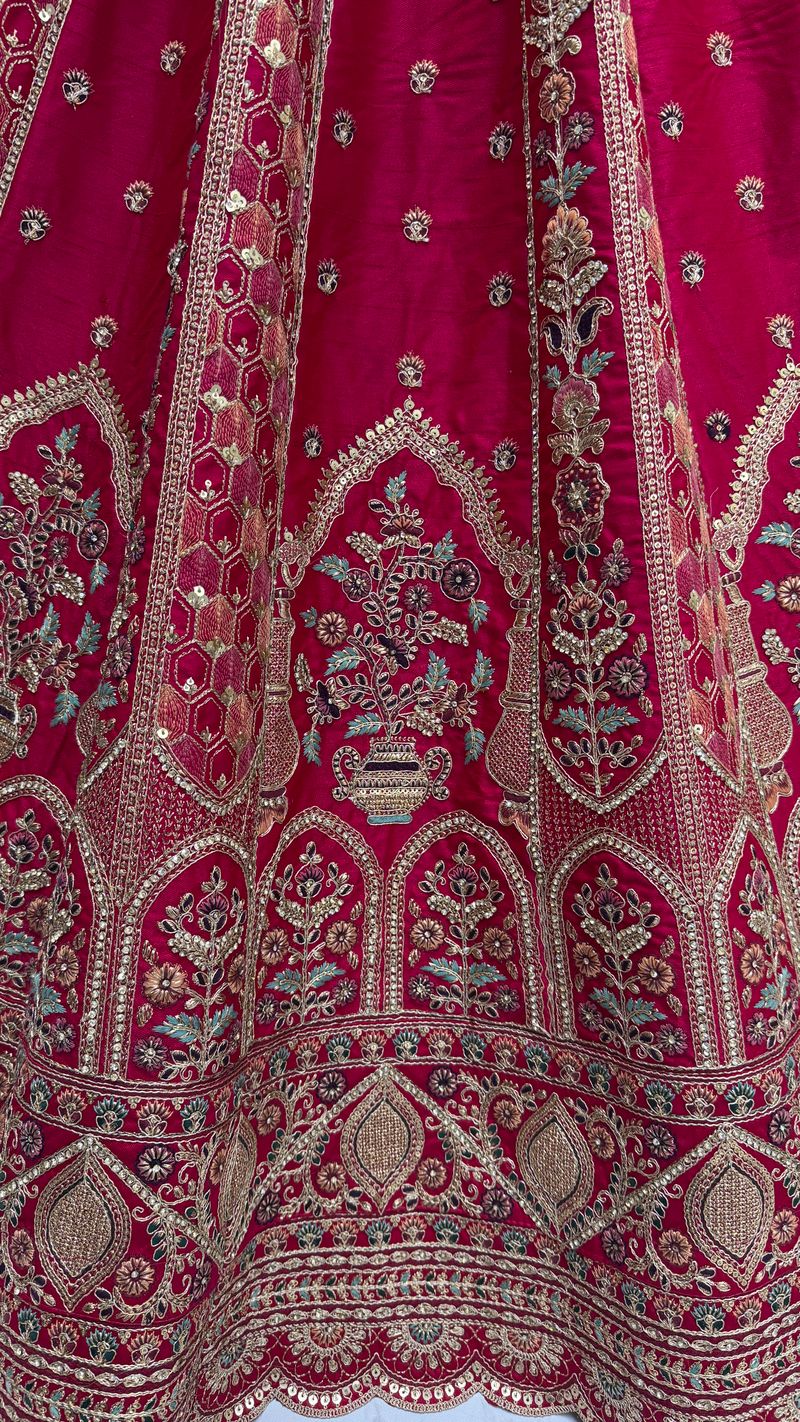 Red Pure Soft Gadhwal Silk Premium Bridal Lehenga Choli