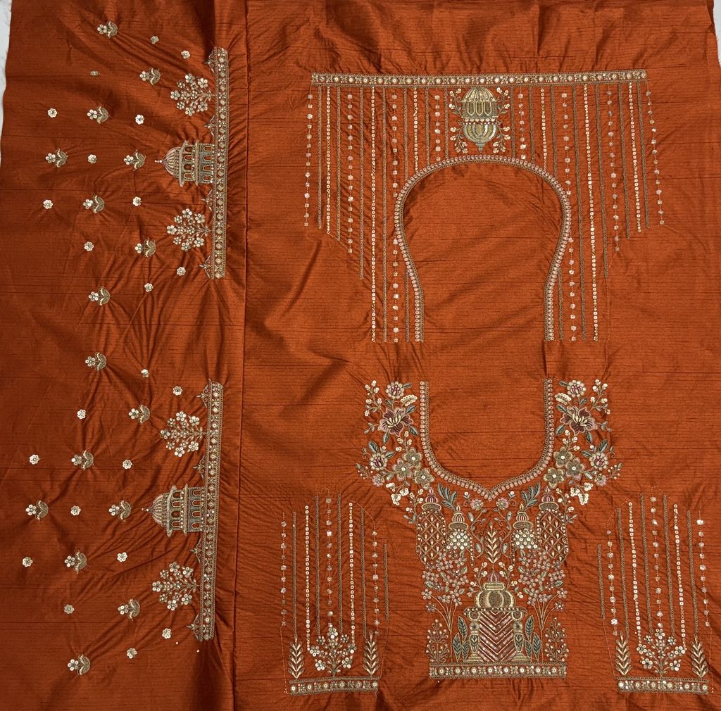 Orange Pure Soft Gadwal Silk Heavy Embroidery Work Bridal Lehenga 