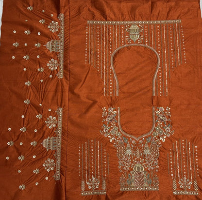 Orange Pure Soft Gadwal Silk Heavy Embroidery Work Bridal Lehenga 
