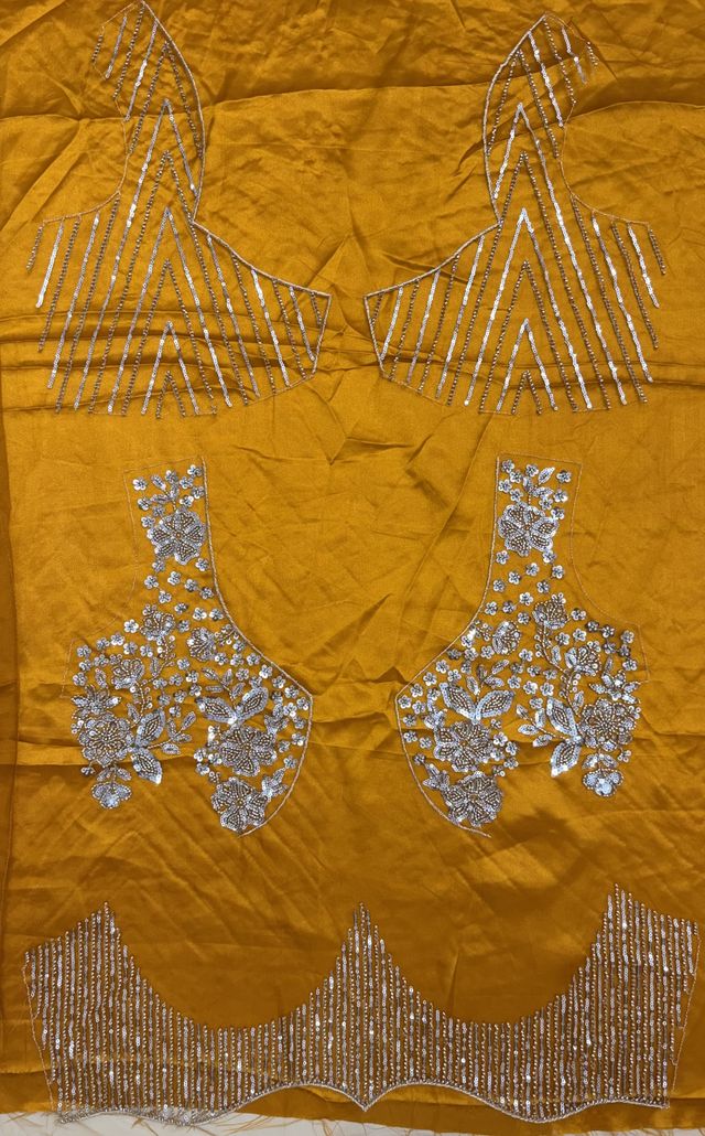 Yellow Pure Heavy Net Motif Handwork Zari Sequins Work Bridal Lehenga Choli