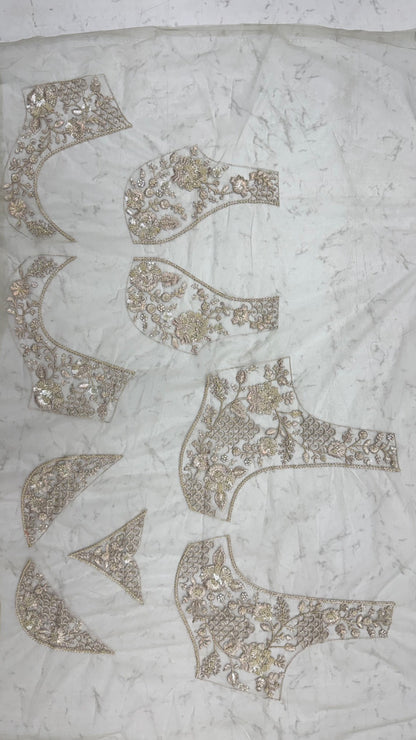 Beige Pure Premium Net Handwork Kasti &amp; Motif Zari Metallic Sequins Work Wedding Saree