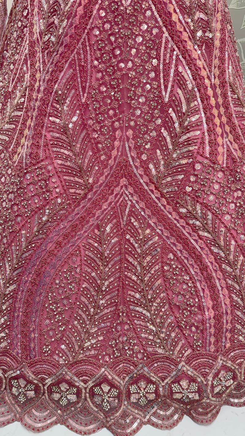 Pink Pure Soft Heavy net Silk Heavy Embroidery Work Bridal Lehenga