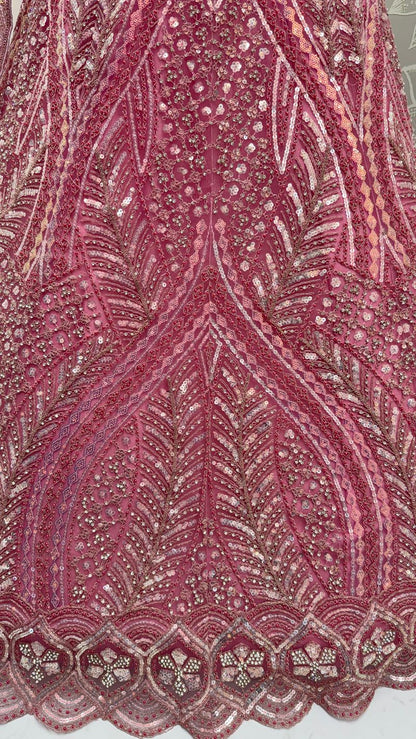 Pink Pure Soft Heavy net Silk Heavy Embroidery Work Bridal Lehenga