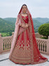 Red Pure Soft Heavy Silk Sequins Embroidery Work Bridal Lehenga 