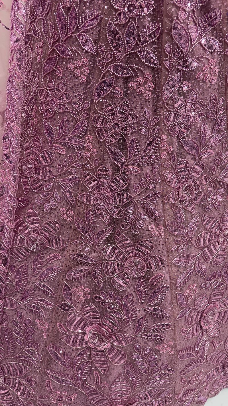 Lavender Pure Soft Net Heavy Embroidery Work Bridal Lehenga