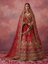 Red Pure Soft Gadwal Silk Heavy Embroidery Work Bridal Lehenga 