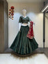 Dark Green Cotton Silk Chaniya Choli with 10 Meter Flare