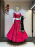 Hot Pink Cotton Silk Chaniya Choli with Designer Flare