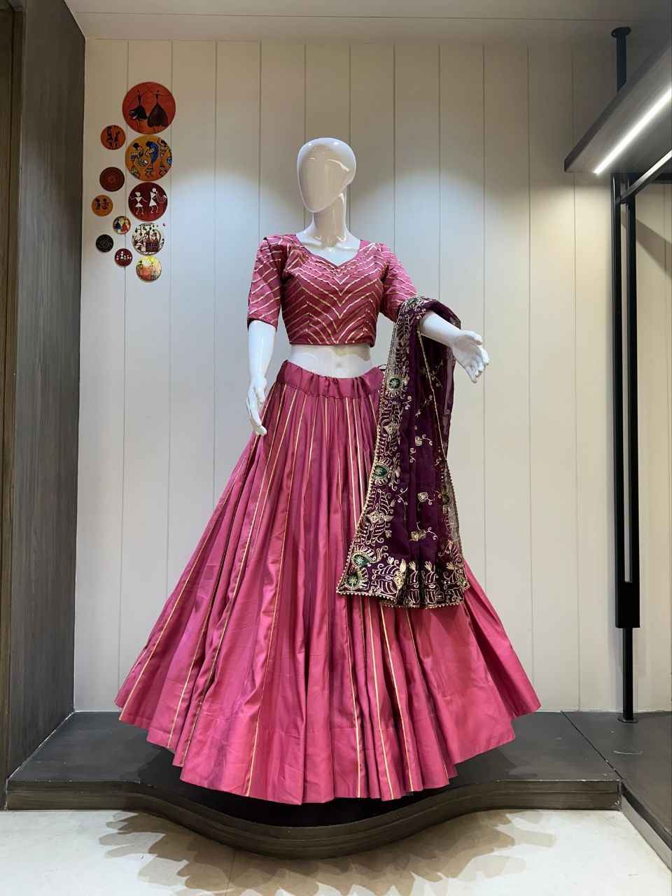 Baby Pink Cotton Silk Chaniya Choli with Grand 10 Meter Flare