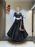 Black Cotton Silk Chaniya Choli with 10 Meter Flare for Navratri