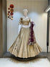 Cream Gold Cotton Silk Chaniya Choli with Royal 10 Meter Flare