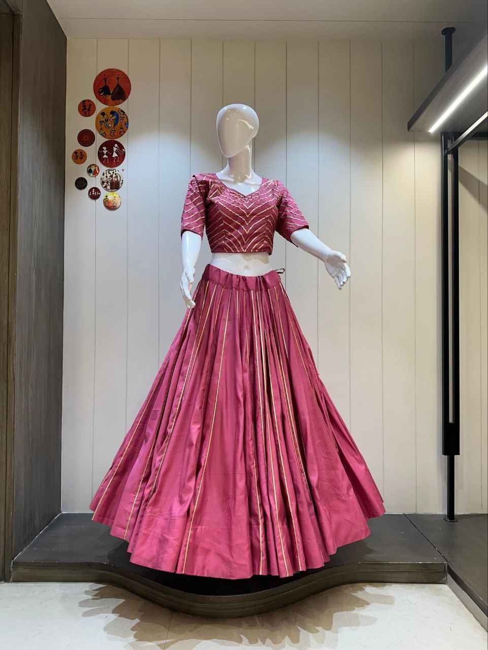 Baby Pink Cotton Silk Chaniya Choli with Grand 10 Meter Flare