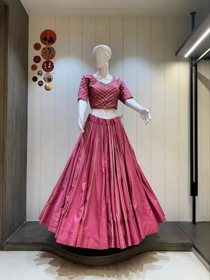 Baby Pink Cotton Silk Chaniya Choli with Grand 10 Meter Flare