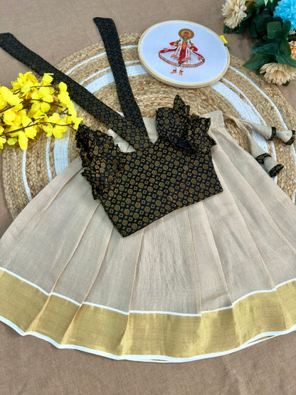 Kerala Tissue Silk Kids Lehenga Choli