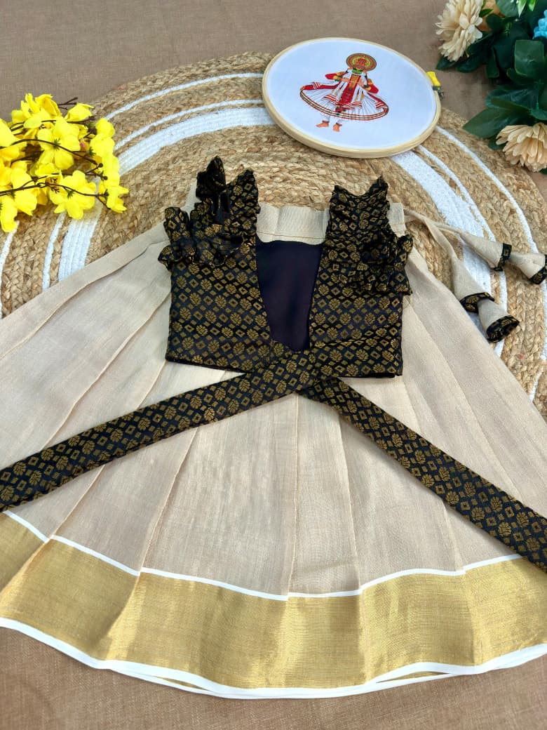 Kerala Tissue Silk Kids Lehenga Choli