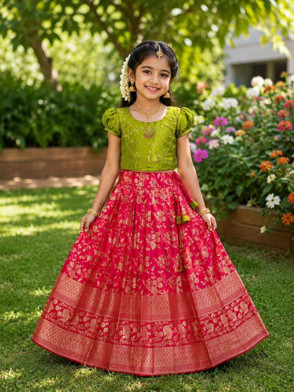 Pure Silk Kids Lehenga Choli