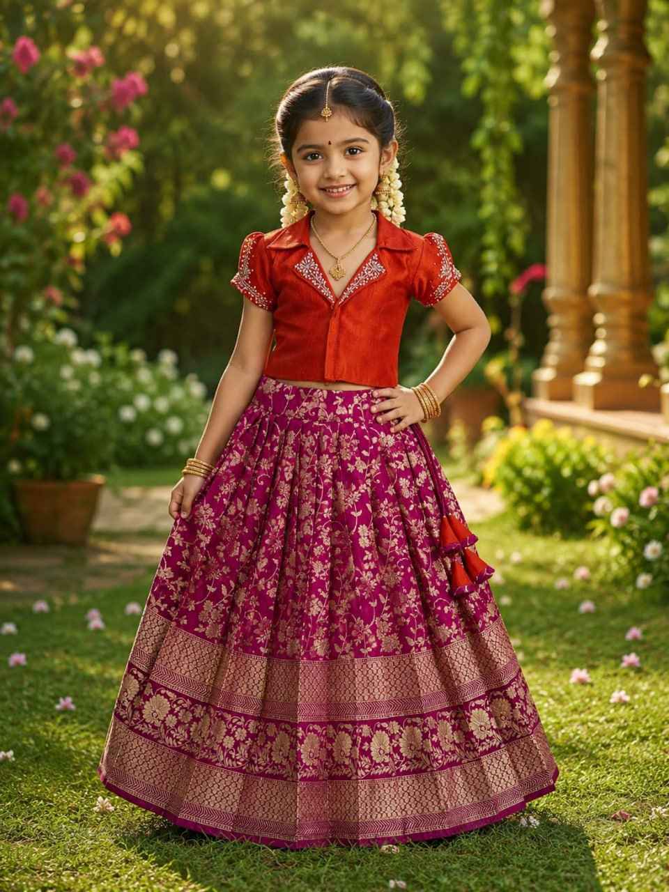 Pure Silk Kids Lehenga Choli