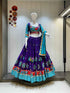 Purple & Sky Blue Navratri Chaniya Choli with Gamthi Work Border
