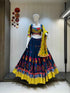 Navy Blue & Yellow Designer Garba Chaniya Choli with Gamthi Border