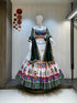 White & Green Traditional Navratri Chaniya Choli with Mirror Work Blouse