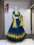 Blue & Yellow Designer Chaniya Choli for Women with 8 Meter Flare
