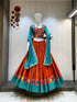 Orange Roman Cotton Vintage Border Chaniya Choli