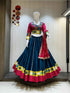 Navy Blue Roman Cotton Vintage Border Chaniya Choli