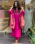 Rani Pink Embroidered Viscose Chanderi Kurti Set