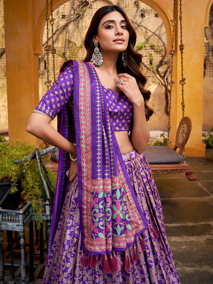 Purple Color Tasar Silk Lehenga Choli 