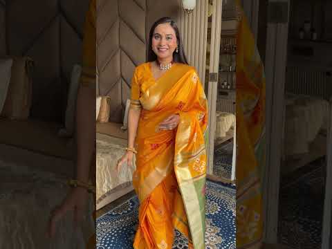 Orange Soft Silk Ikkat Zari Patola Soft Silk Saree