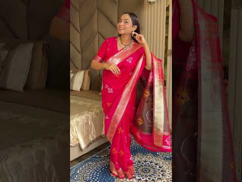 Pink Soft Silk Ikkat Zari Patola Soft Silk Saree