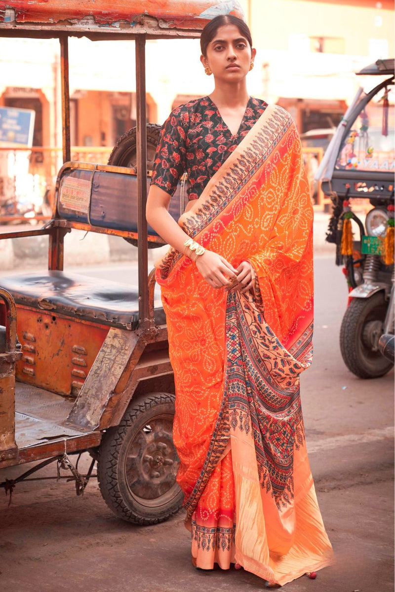 Gajji Lagdi Patrta Silk Saree