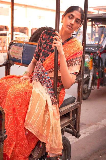 Gajji Lagdi Patrta Silk Saree