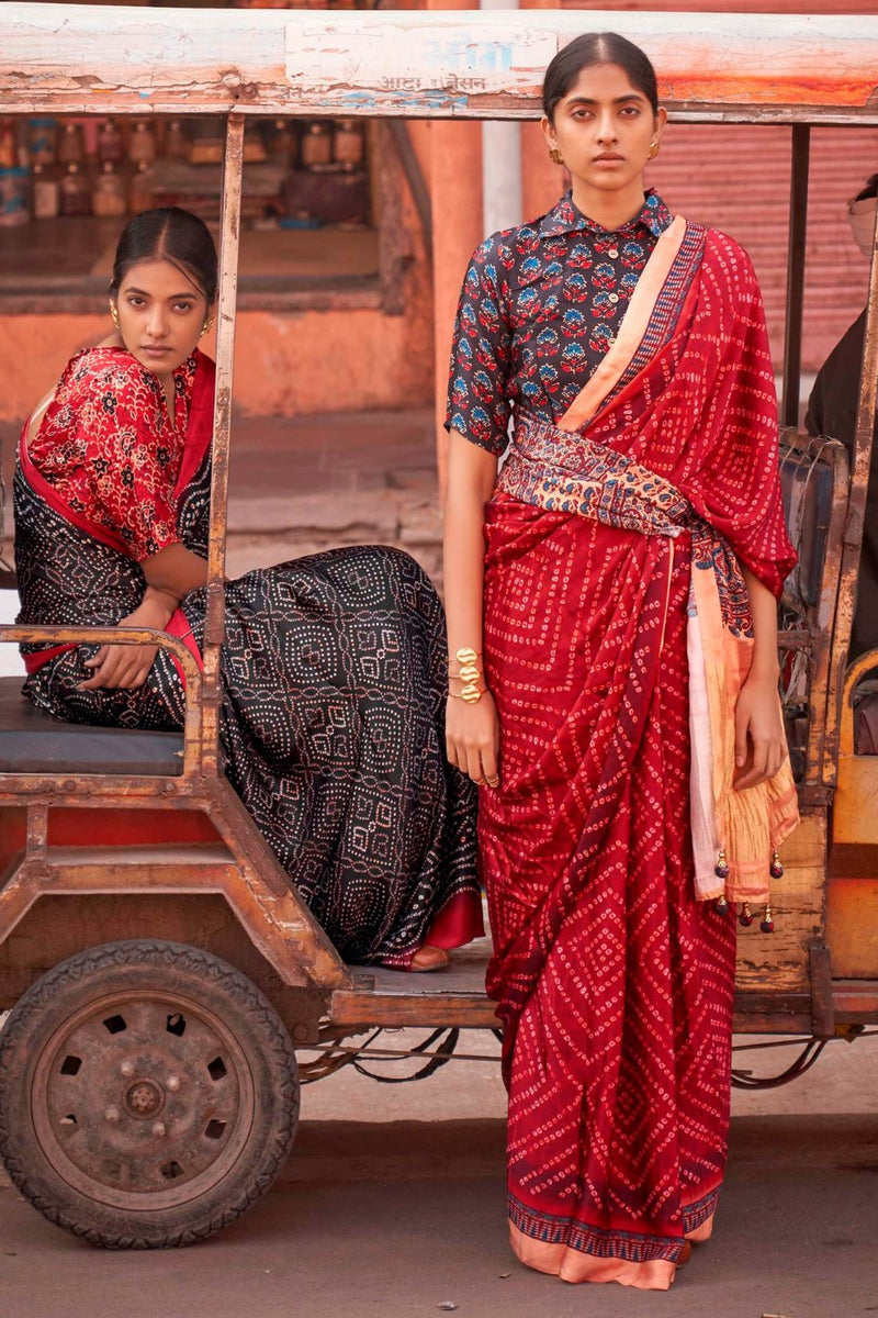 Gajji Lagdi Patrta Silk Saree