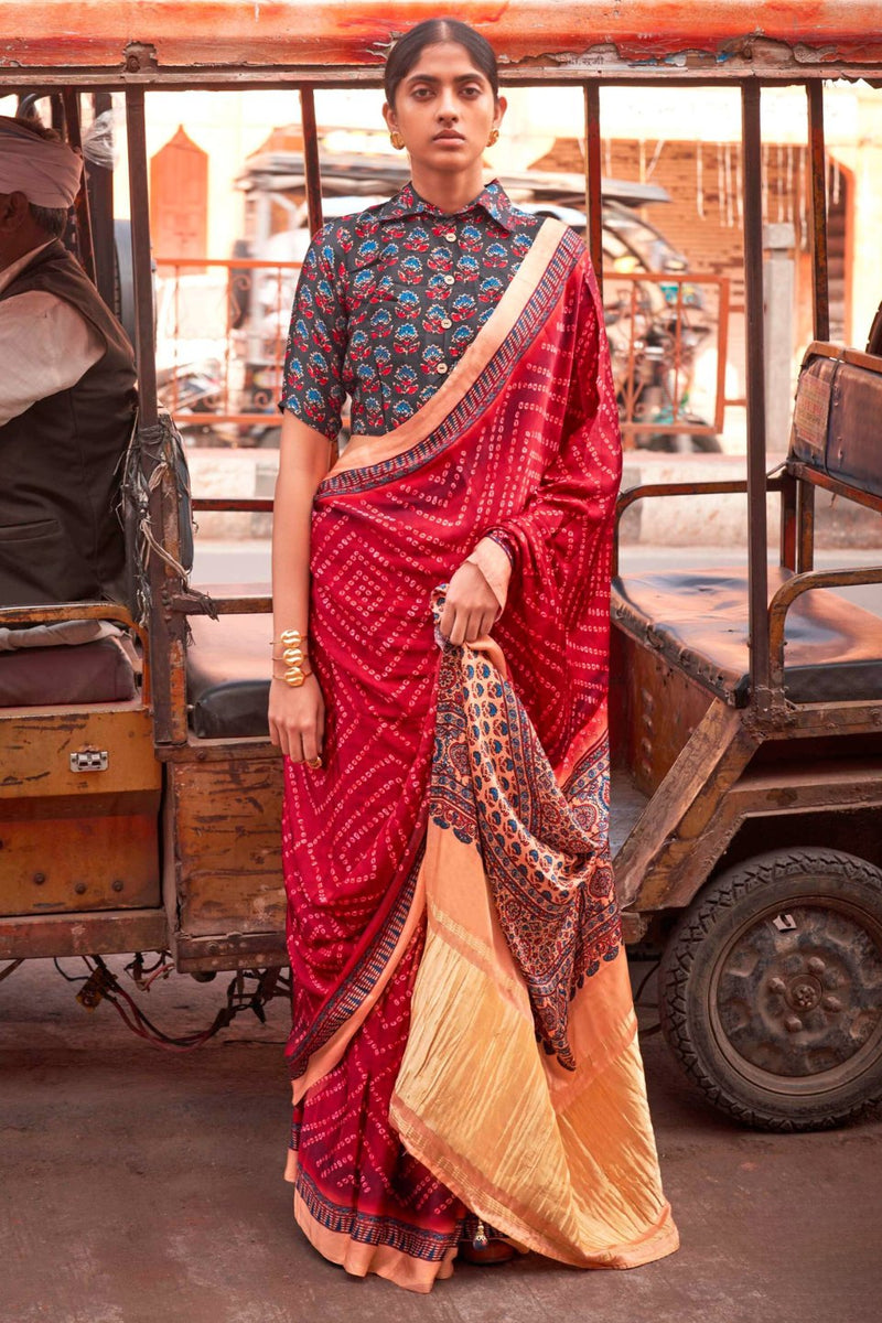 Gajji Lagdi Patrta Silk Saree