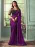 Violet Purple Pure Georgette Burberry Silk With Floral Sequins Saree 