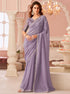 Lavender Pure Georgette Burberry Silk With Floral Sequins Saree 
