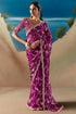 Purple Fancy Satin Organza Silk Zari Embroidered Sequins With Bridal Saree 