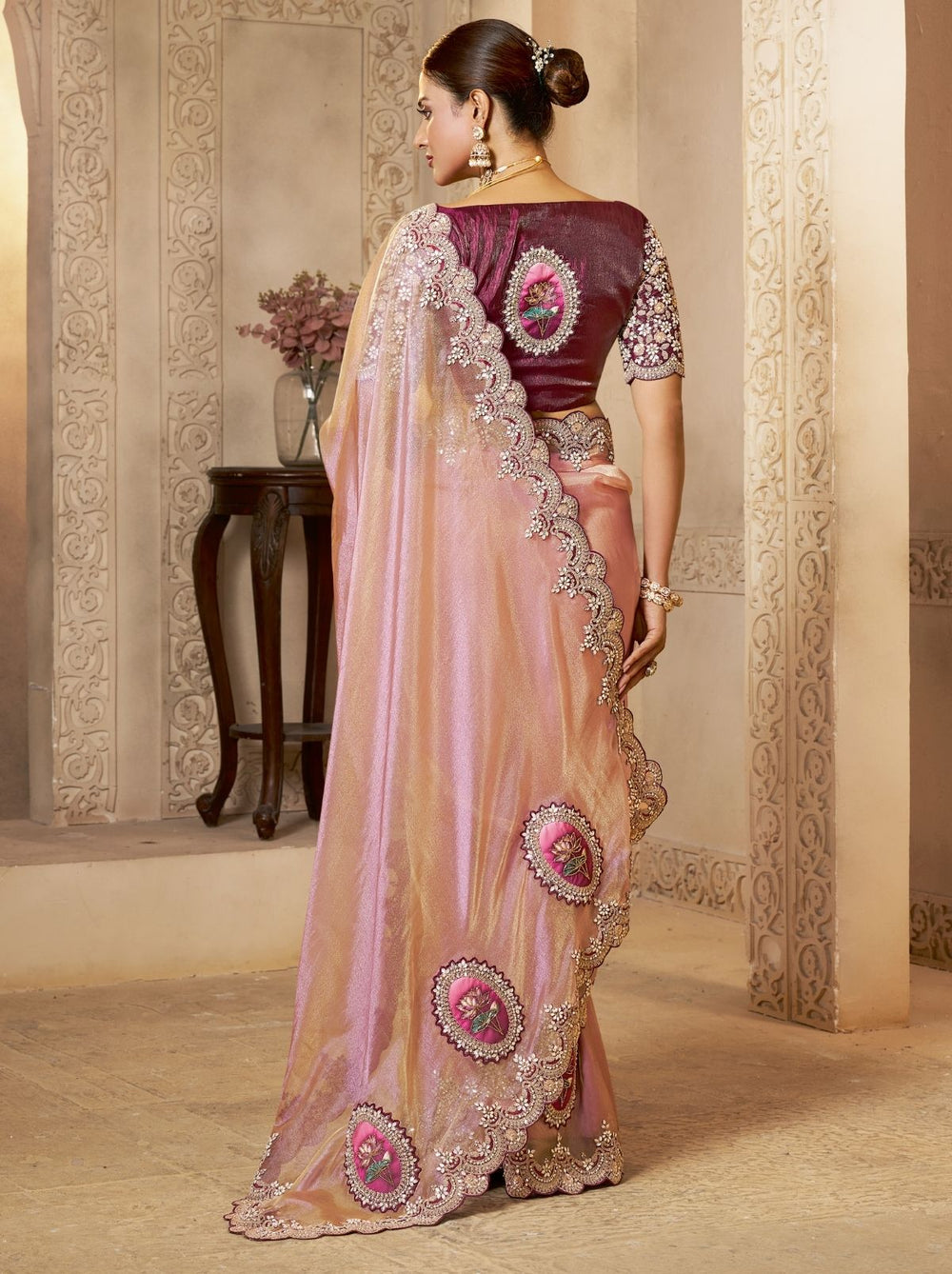 Lavender Purple Premium Organza Silk Wedding Saree 