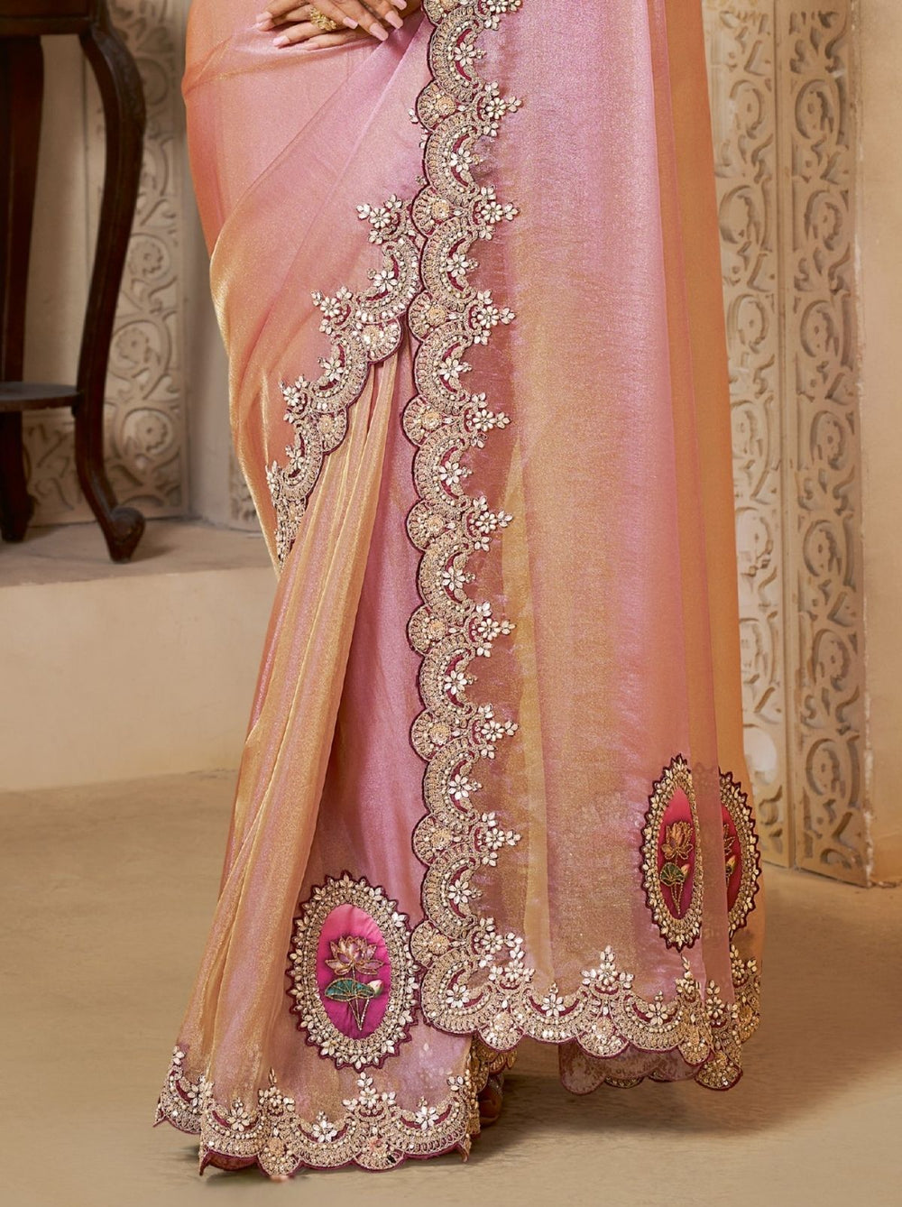 Lavender Purple Premium Organza Silk Wedding Saree 