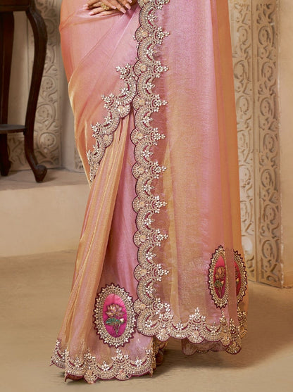 Lavender Purple Premium Organza Silk Wedding Saree 