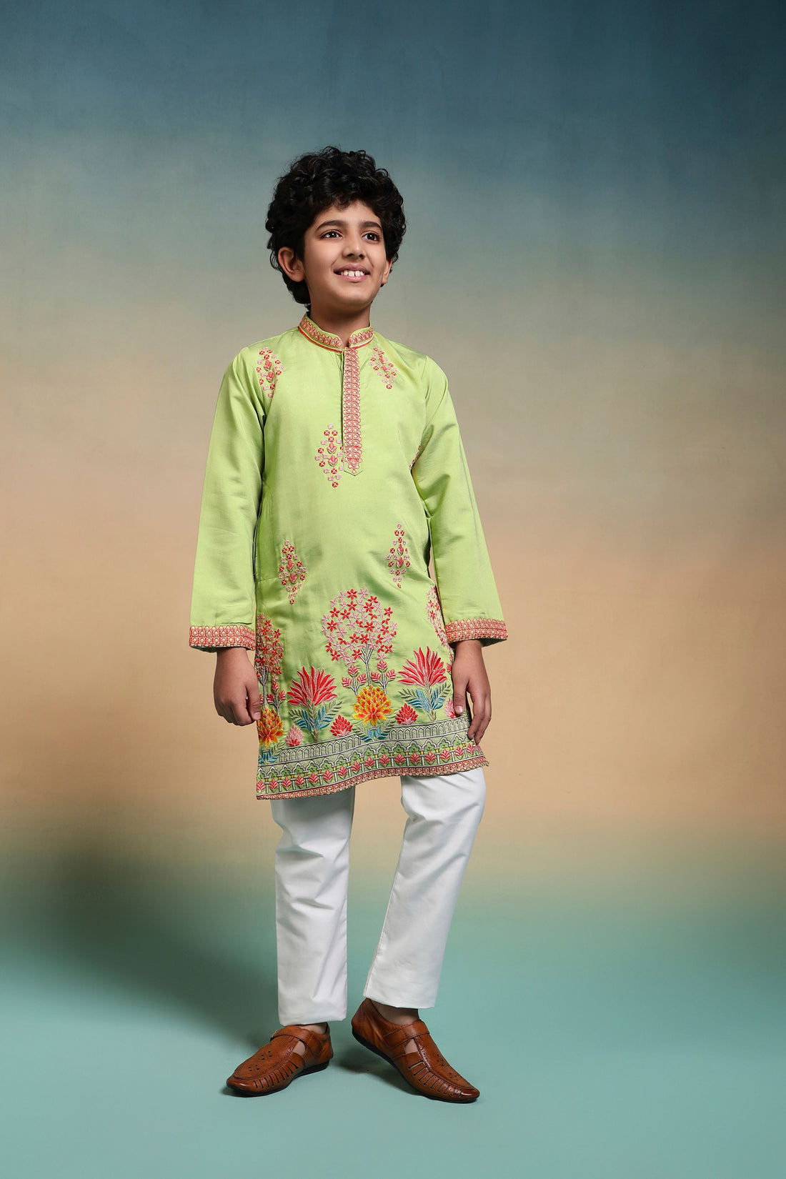 Pista Pure Viscose Silk Kids Boy Kurta Pajama 