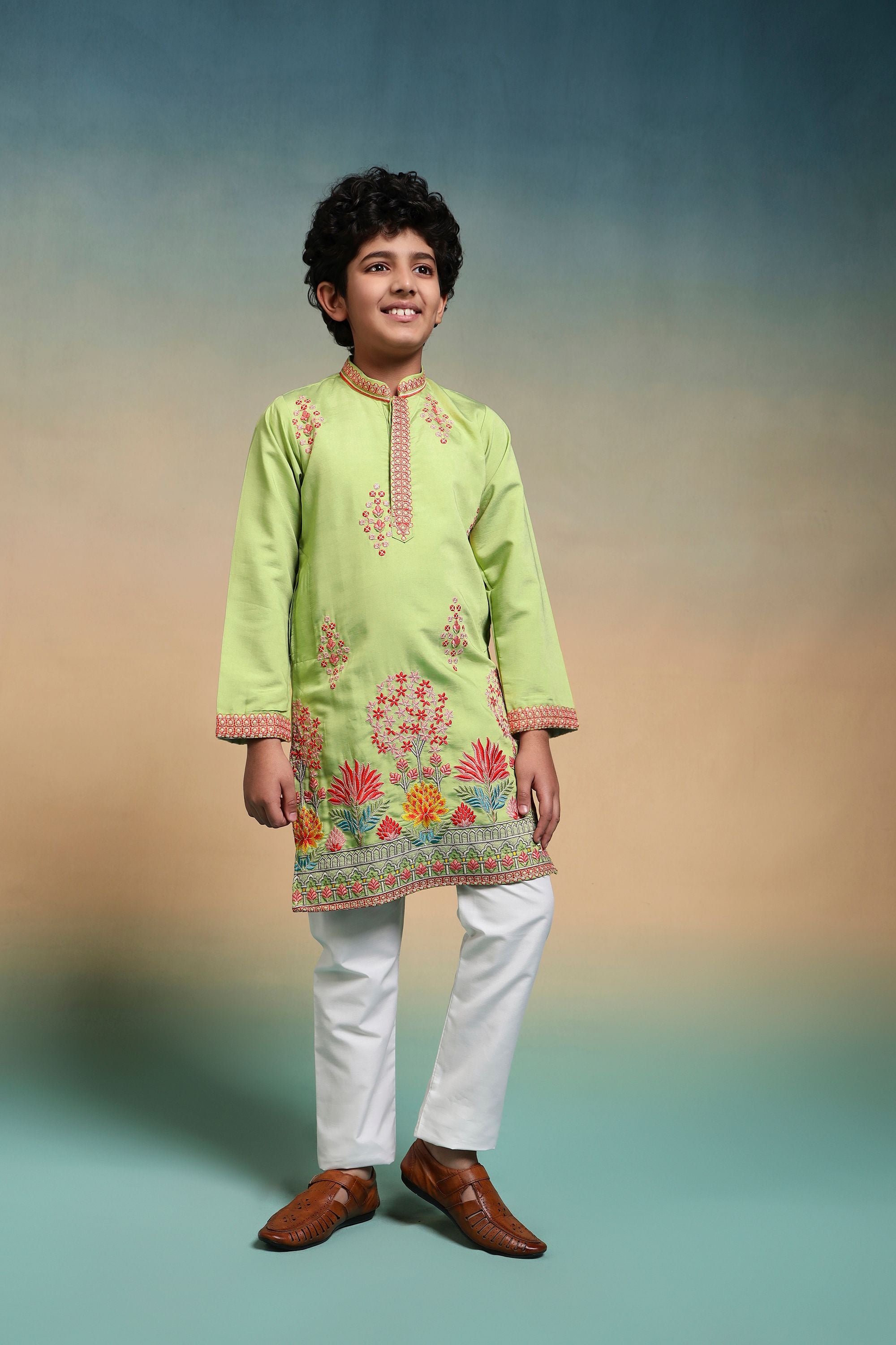 Pista Pure Viscose Silk Kids Boy Kurta Pajama 