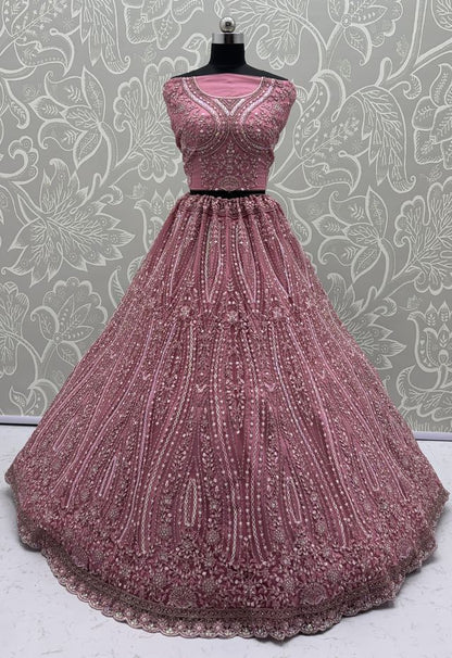 Pink Pure Soft Net Heavy Embroidery Work Bridal Lehenga Bridal Lehenga Anant Tex Exports Pvt.Ltd..