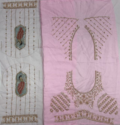 Pink Pure Heavy Net Motif Handwork Zari Sequins Work Bridal Lehenga Choli