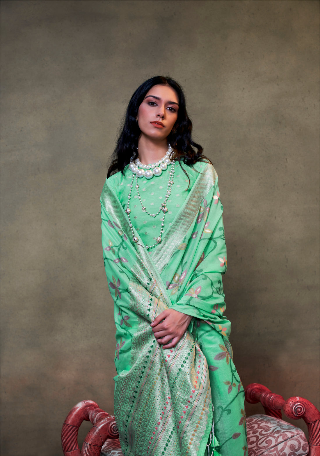 Beautiful Designer Festive Wear Jamadani Handwoven Cotton Saree