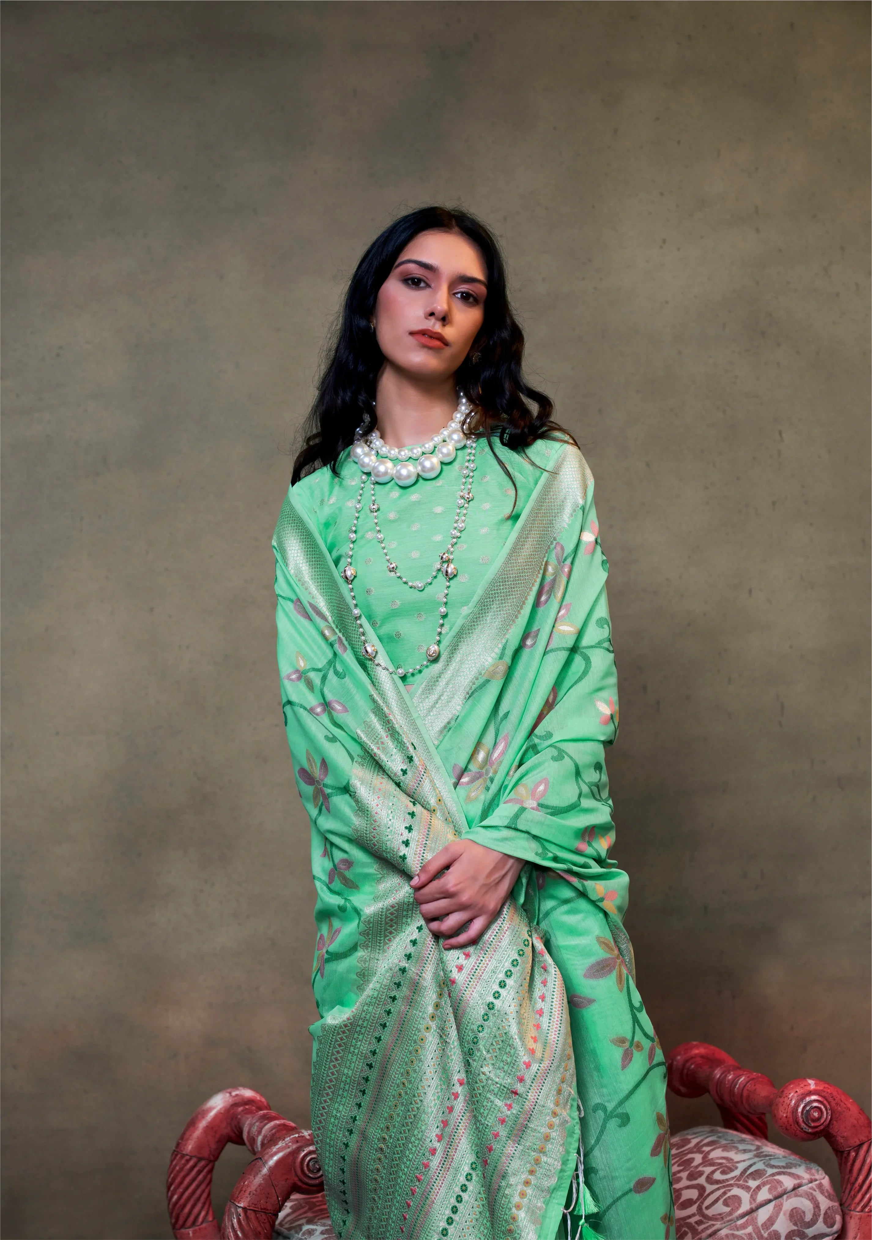 Beautiful Designer Festive Wear Jamadani Handwoven Cotton Saree