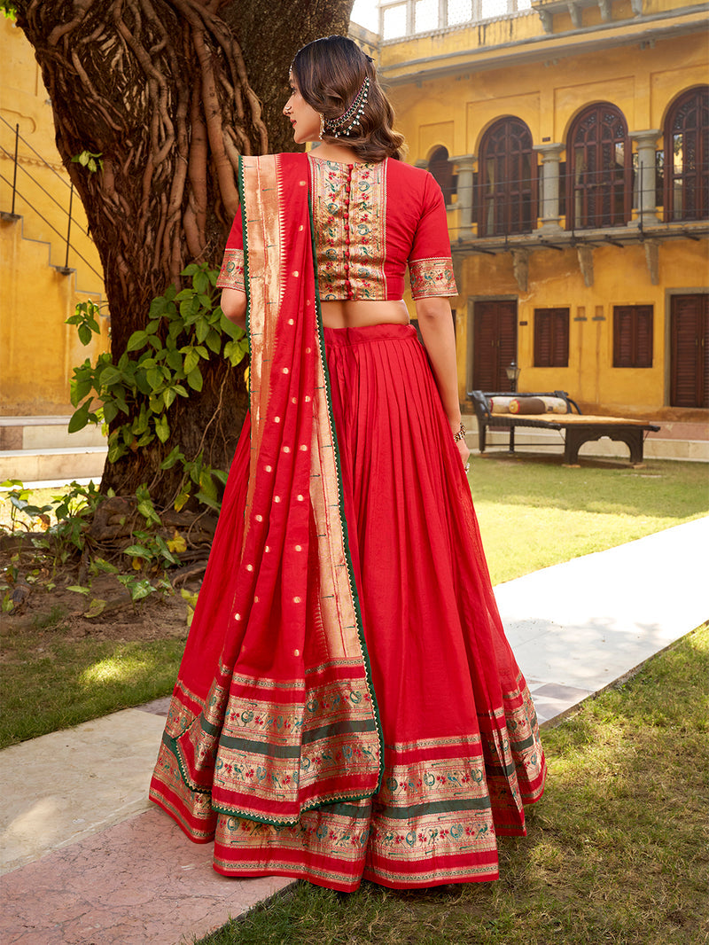 Red color Chanderi Ghaghra Choli 